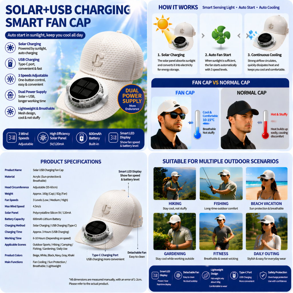 WestPawPets™ Solar Cooling Fan Baseball Cap