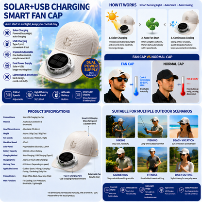 WestPawPets™ Solar Cooling Fan Baseball Cap