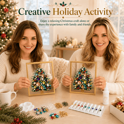 🔥 LAST DAY 49% OFF – 🎄 DIY Jeweled Christmas Tree Art Kit | Colorful Gems, Pearls, Paints & Gold-Tone Floating Display Frame 💎✨(📦Buy 2 Free Shipping)