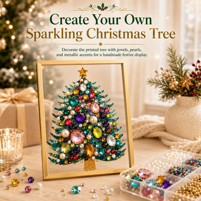 🔥 LAST DAY 49% OFF – 🎄 DIY Jeweled Christmas Tree Art Kit | Colorful Gems, Pearls, Paints & Gold-Tone Floating Display Frame 💎✨(📦Buy 2 Free Shipping)