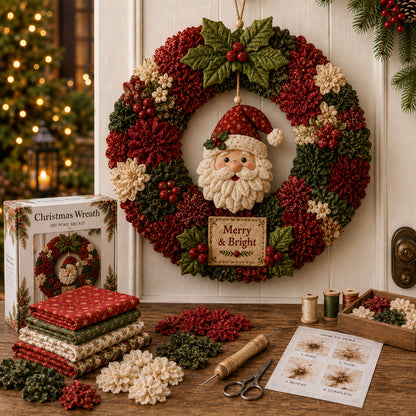 🔥LAST DAY 49% Off Last Day -🎄 3D Fabric Poke Wreath DIY Kit(📦Buy 2 Free Shipping)