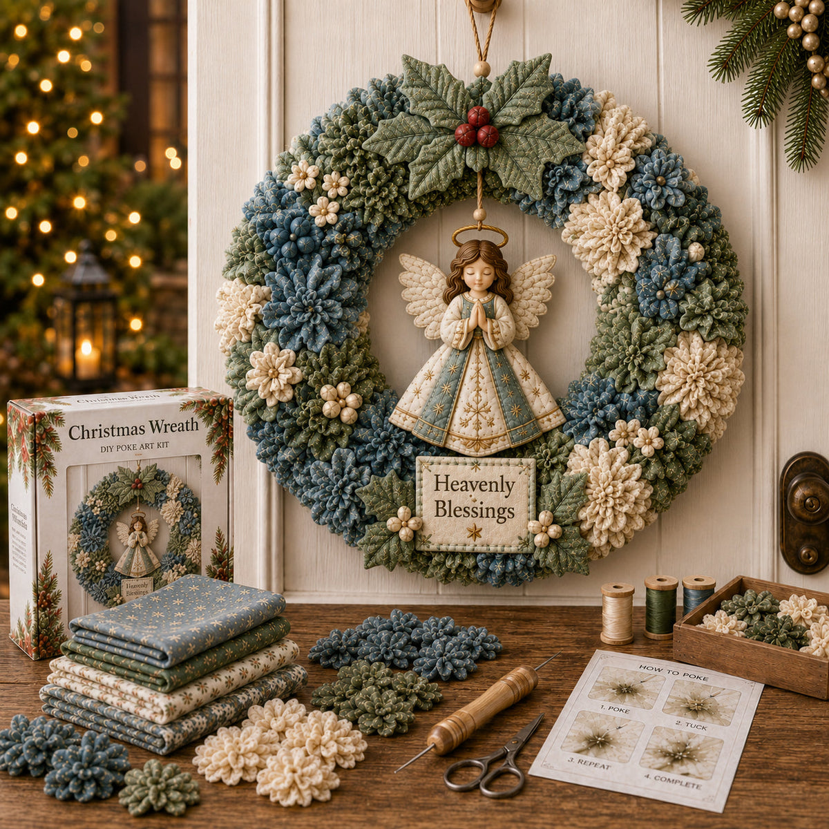 🔥LAST DAY 49% Off Last Day -🎄 3D Fabric Poke Wreath DIY Kit(📦Buy 2 Free Shipping)
