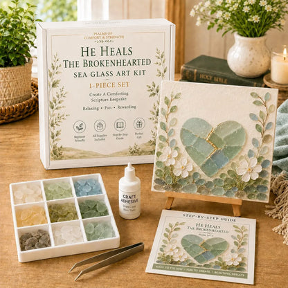 💥 LAST DAY 49% OFF - ✝️ Psalms of Comfort & Strength Sea Glass Art Kit