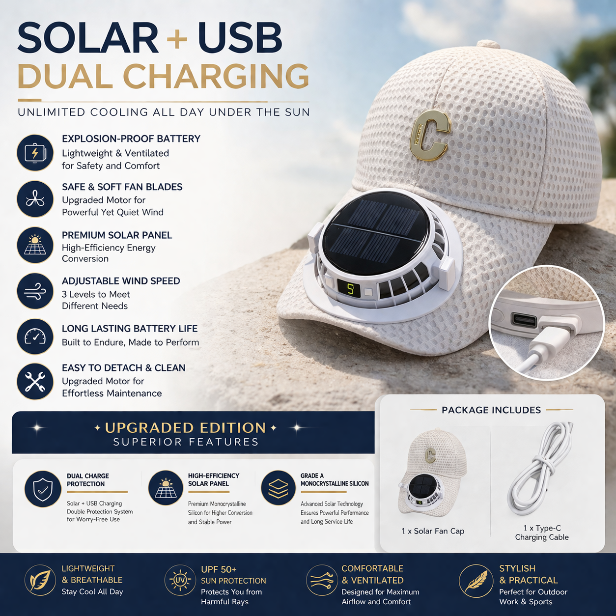 WestPawPets™ Solar Cooling Fan Baseball Cap