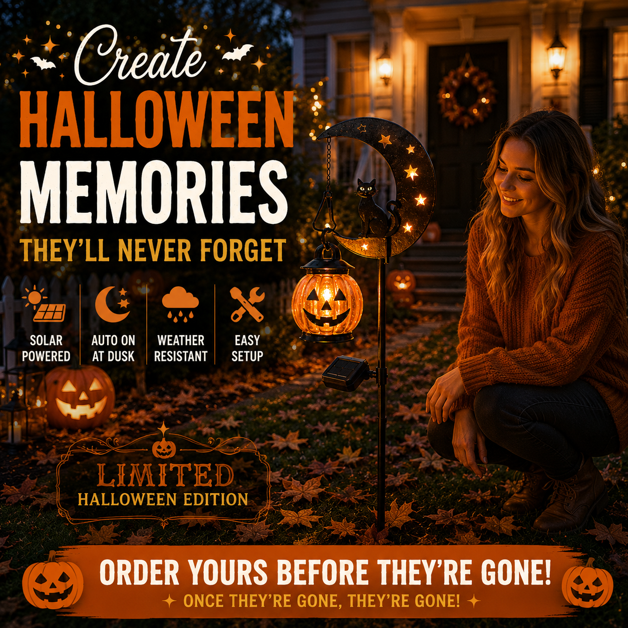🎃 49% OFF Halloween Pumpkin Moon Stake Lights – Early Bird Deal