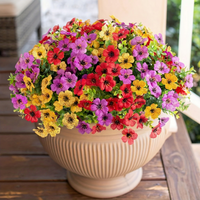 6 Bundles of Mixed 3 Colors(Purple Red Yellow ) / 126 flowers