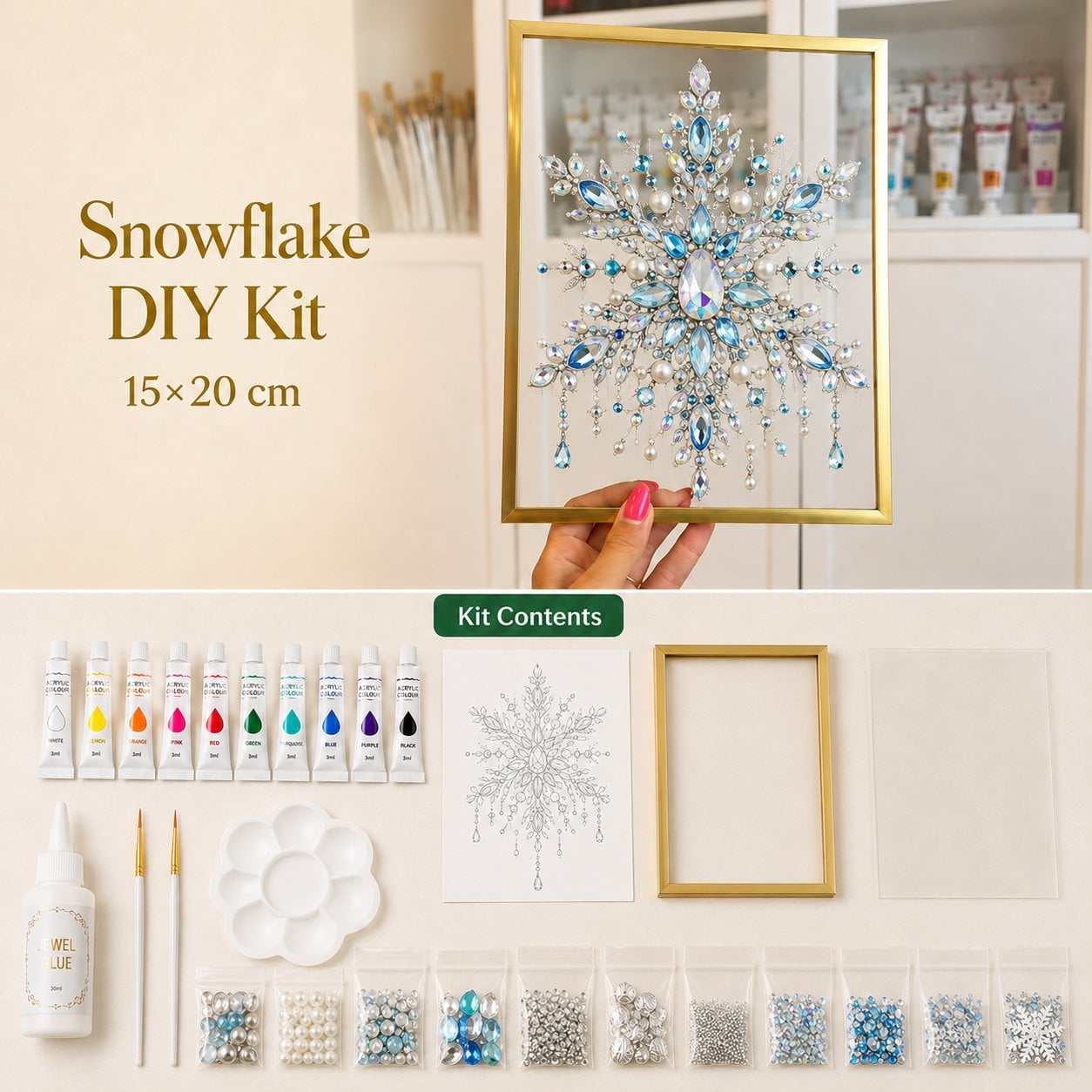 🔥 LAST DAY 49% OFF – 🎄 DIY Jeweled Christmas Tree Art Kit | Colorful Gems, Pearls, Paints & Gold-Tone Floating Display Frame 💎✨(📦Buy 2 Free Shipping)