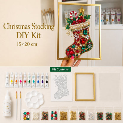 🔥 LAST DAY 49% OFF – 🎄 DIY Jeweled Christmas Tree Art Kit | Colorful Gems, Pearls, Paints & Gold-Tone Floating Display Frame 💎✨(📦Buy 2 Free Shipping)