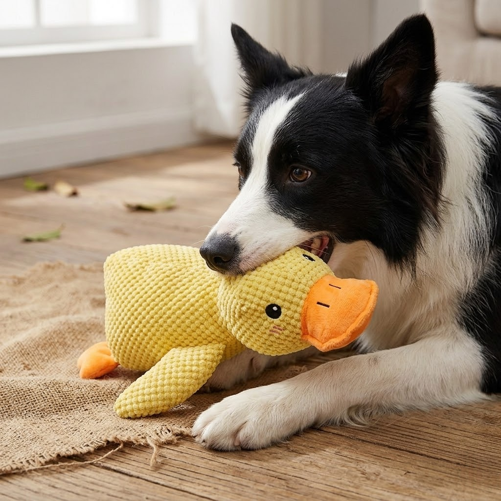 Interactive Squeaky Plush Duck Pet Toy